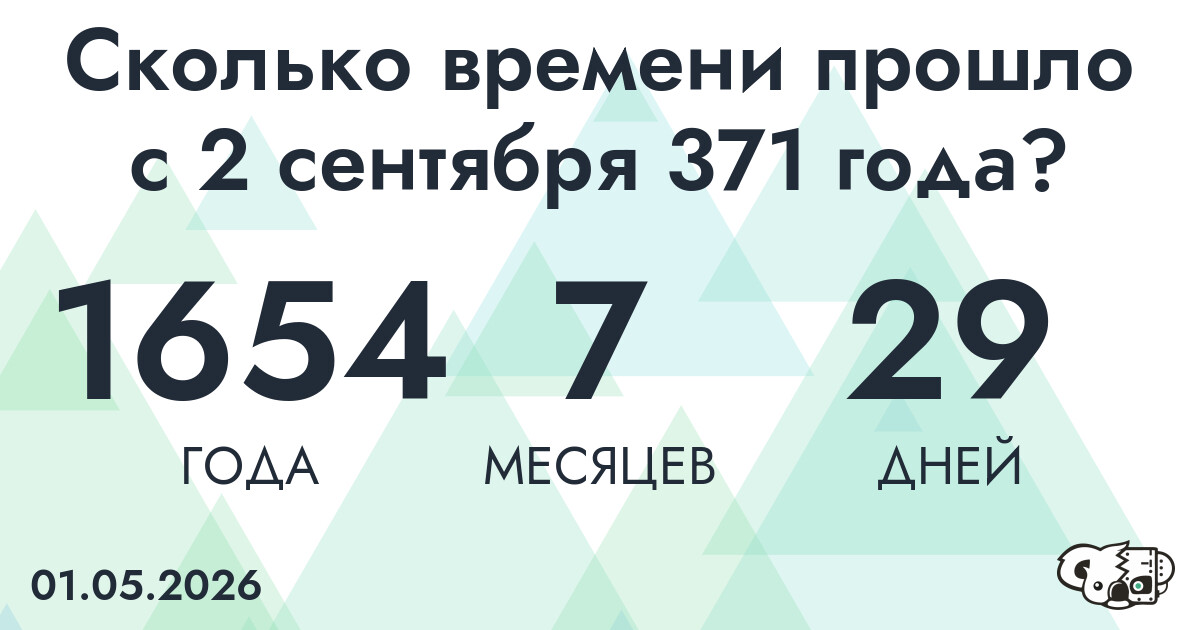 Сколько времени прошло с 2 сентября 371 года