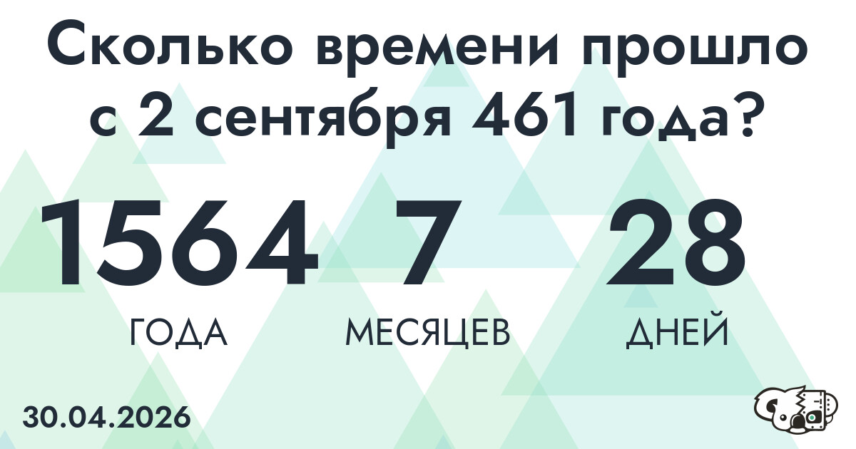 Сколько времени прошло с 2 сентября 461 года