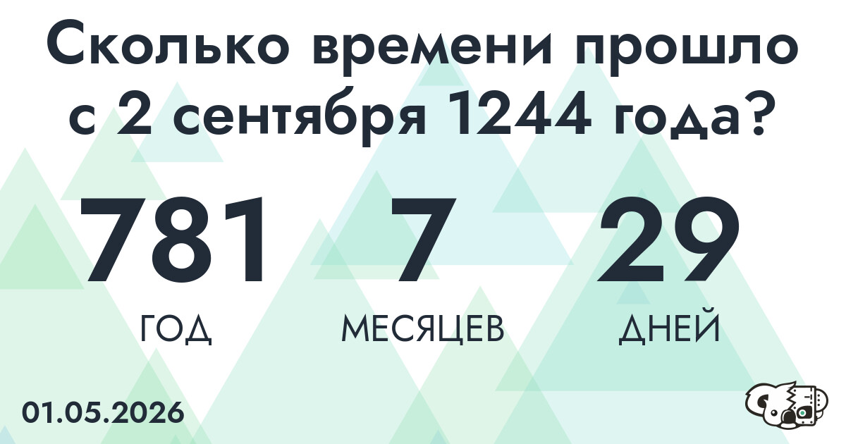 Сколько времени прошло с 2 сентября 1244 года