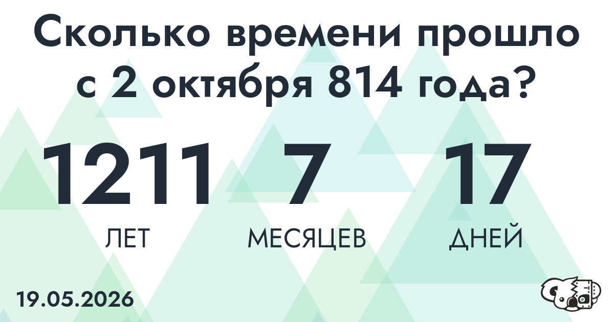 Сколько времени прошло с 2 октября 814 года
