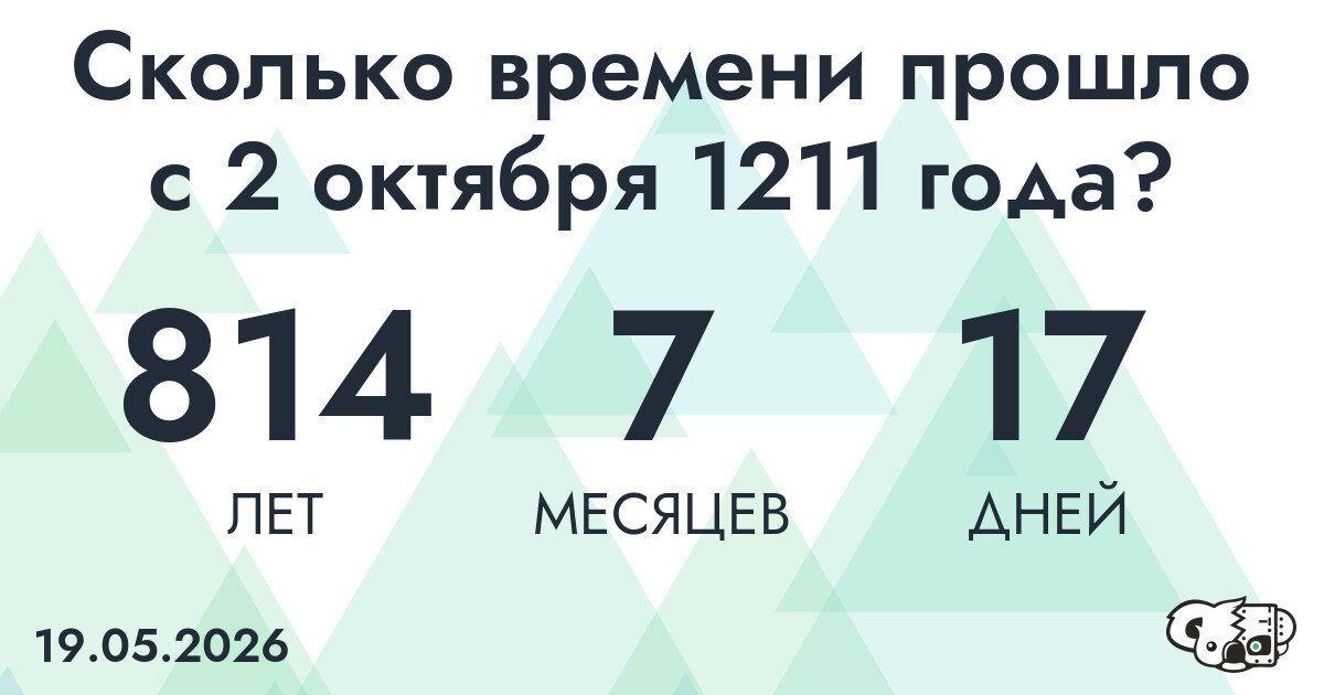 Сколько времени прошло с 2 октября 1211 года