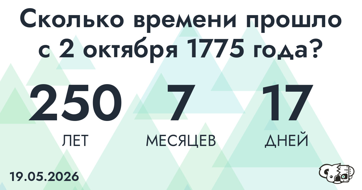 Сколько времени прошло с 2 октября 1775 года