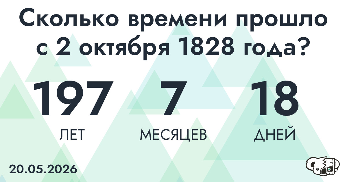 Сколько времени прошло с 2 октября 1828 года