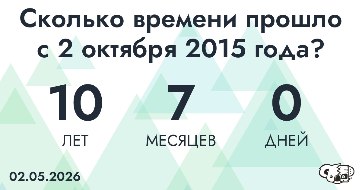 Сколько времени прошло с 2 октября 2015 года