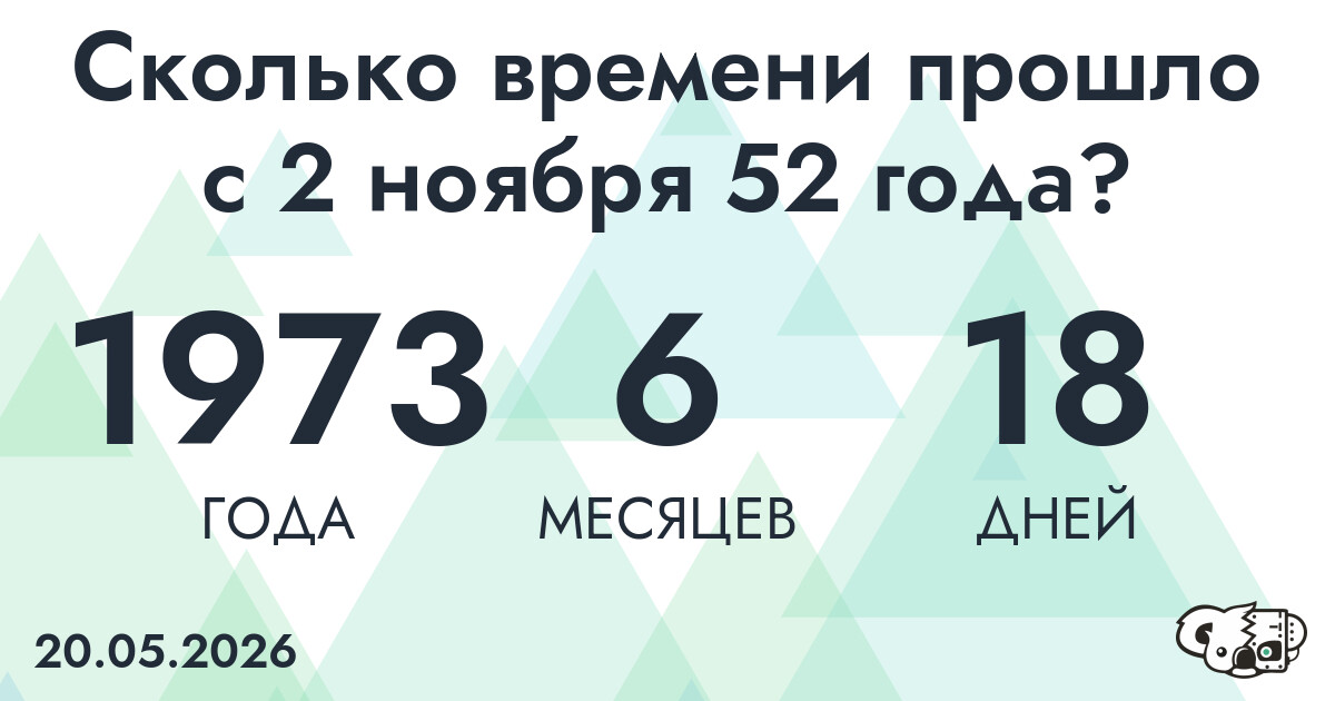 Сколько времени прошло с 2 ноября 52 года