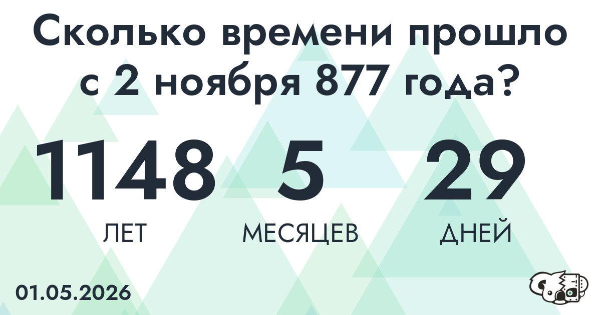 Сколько времени прошло с 2 ноября 877 года