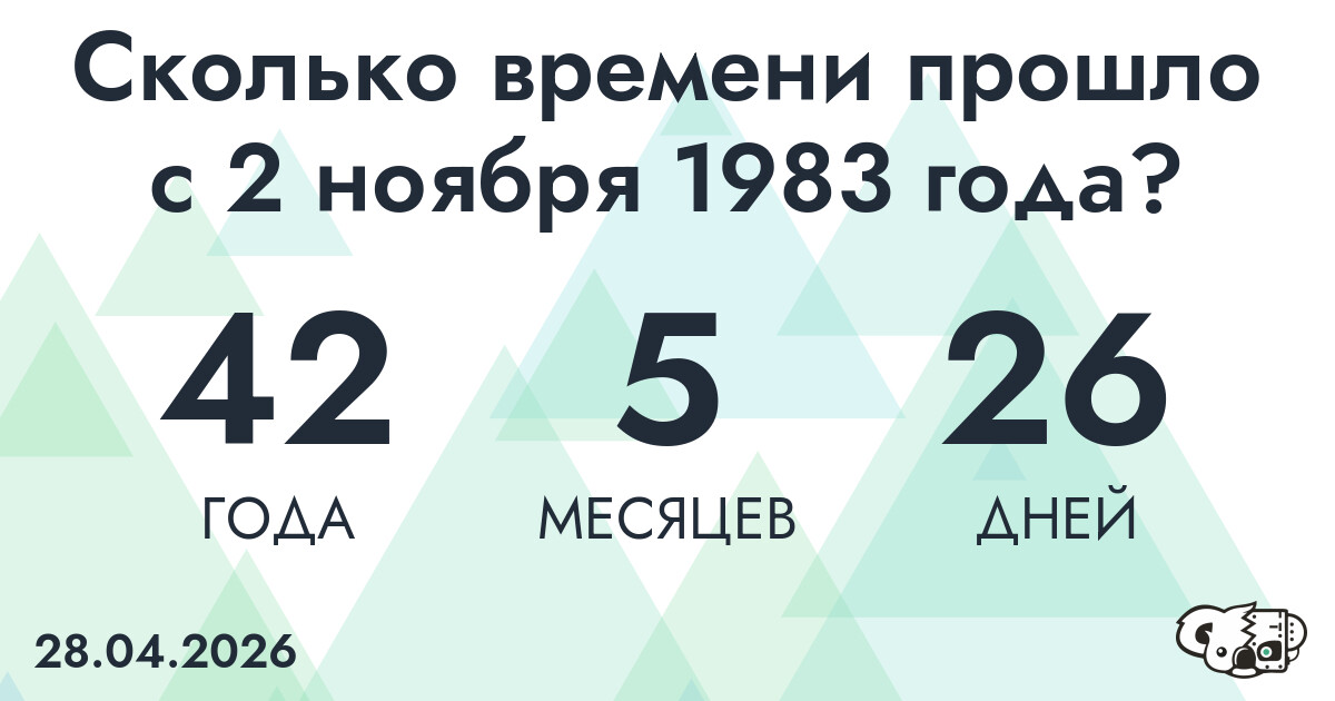 Сколько времени прошло с 2 ноября 1983 года