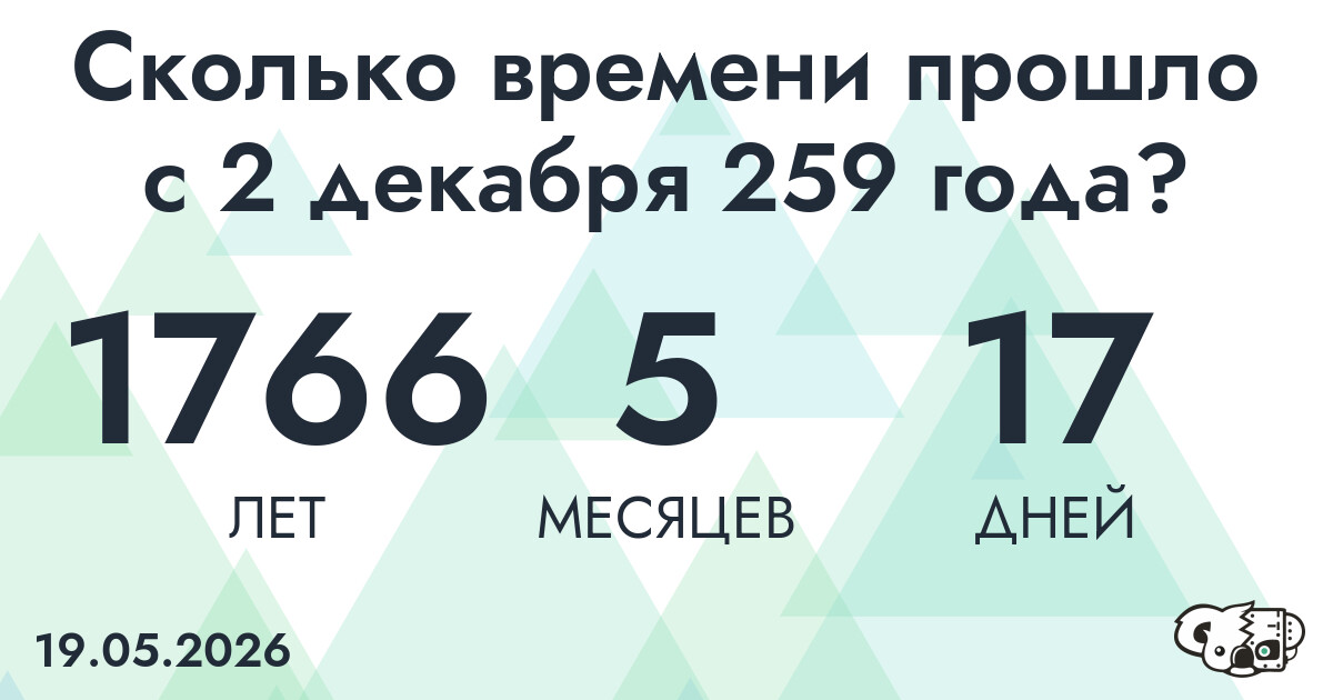 Сколько времени прошло с 2 декабря 259 года
