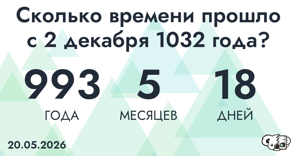 Сколько времени прошло с 2 декабря 1032 года
