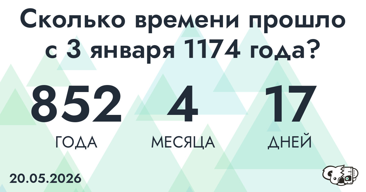 Сколько времени прошло с 3 января 1174 года