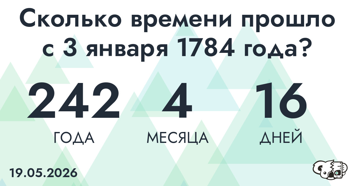 Сколько времени прошло с 3 января 1784 года