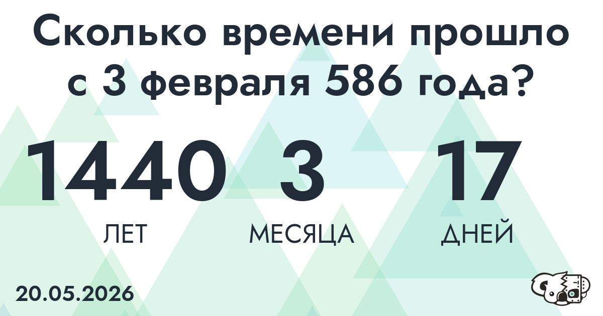 Сколько времени прошло с 3 февраля 586 года
