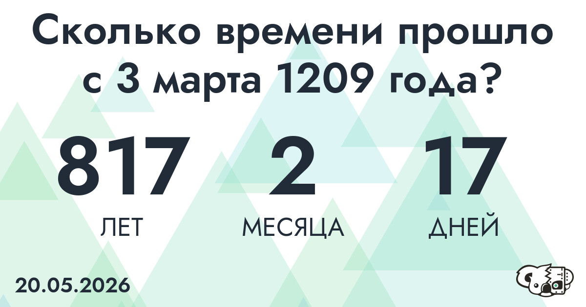 Сколько времени прошло с 3 марта 1209 года