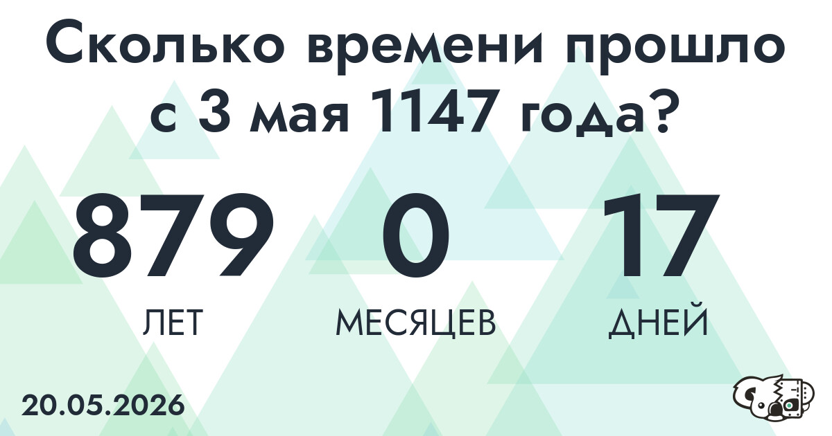 Сколько времени прошло с 3 мая 1147 года
