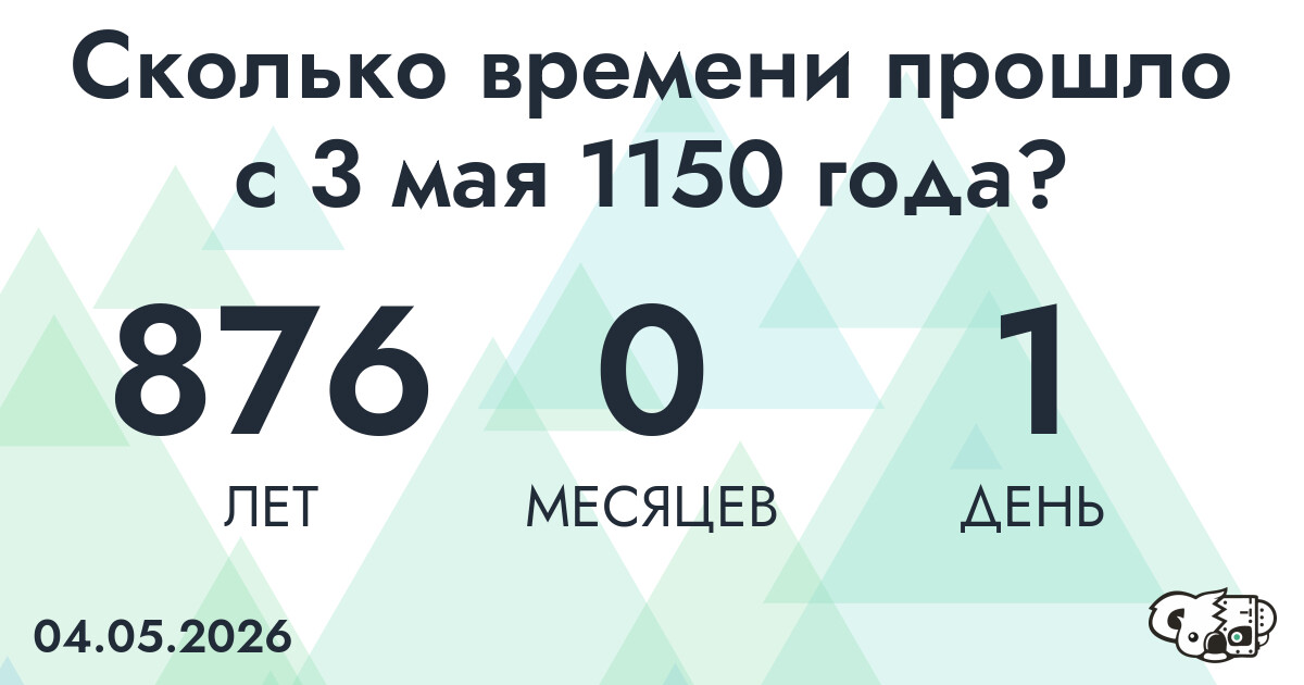 Сколько времени прошло с 3 мая 1150 года