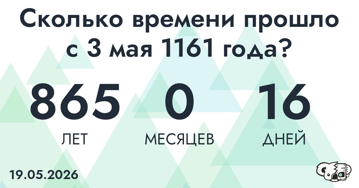 Сколько времени прошло с 3 мая 1161 года