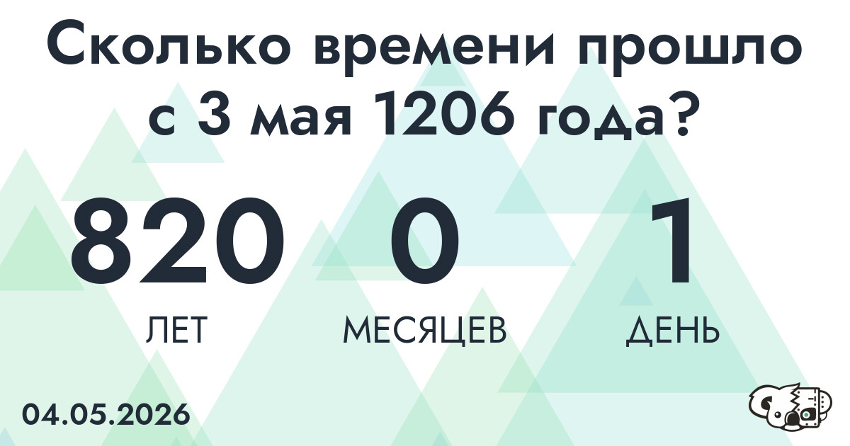Сколько времени прошло с 3 мая 1206 года