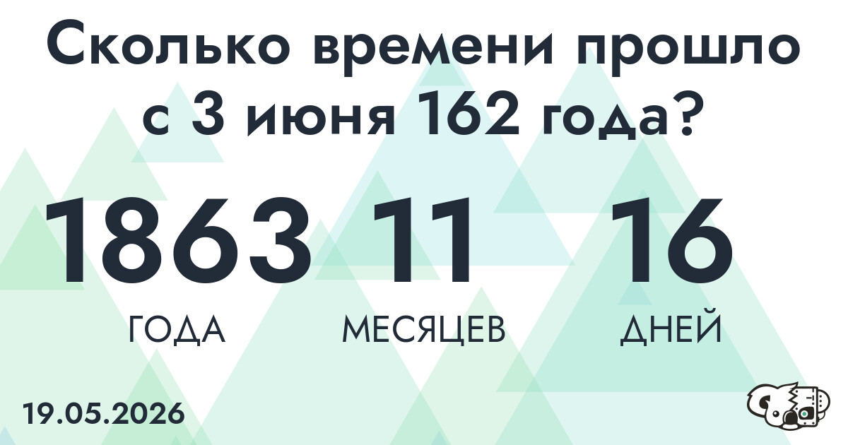 Сколько времени прошло с 3 июня 162 года