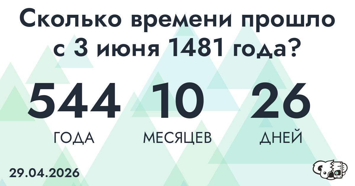 Сколько времени прошло с 3 июня 1481 года