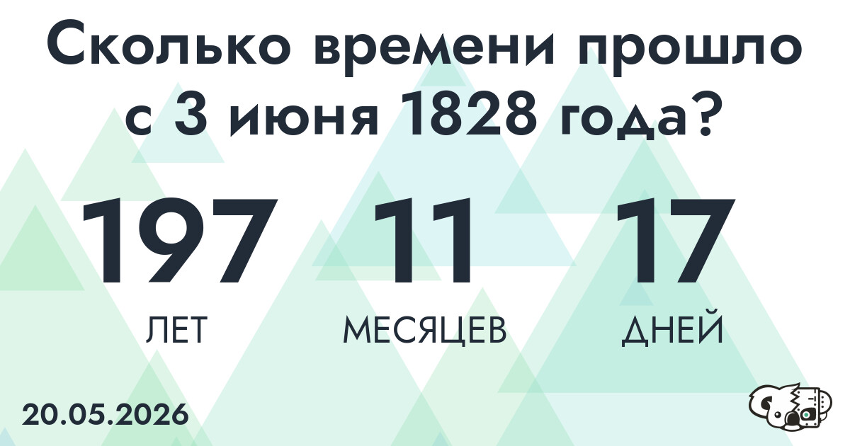 Сколько времени прошло с 3 июня 1828 года