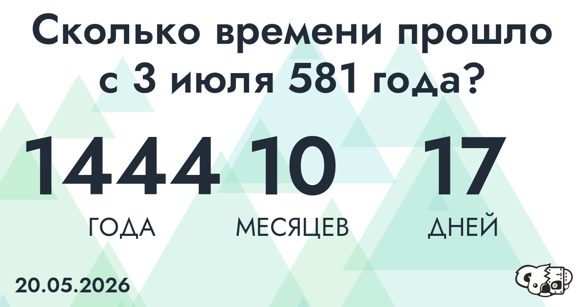 Сколько времени прошло с 3 июля 581 года