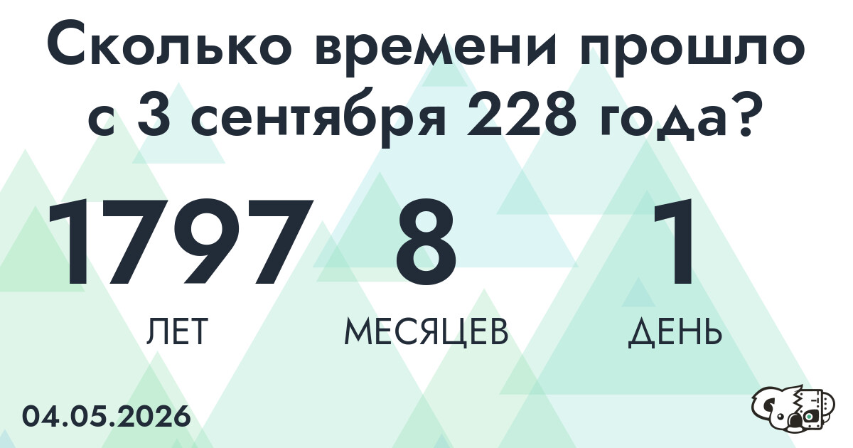 Сколько времени прошло с 3 сентября 228 года
