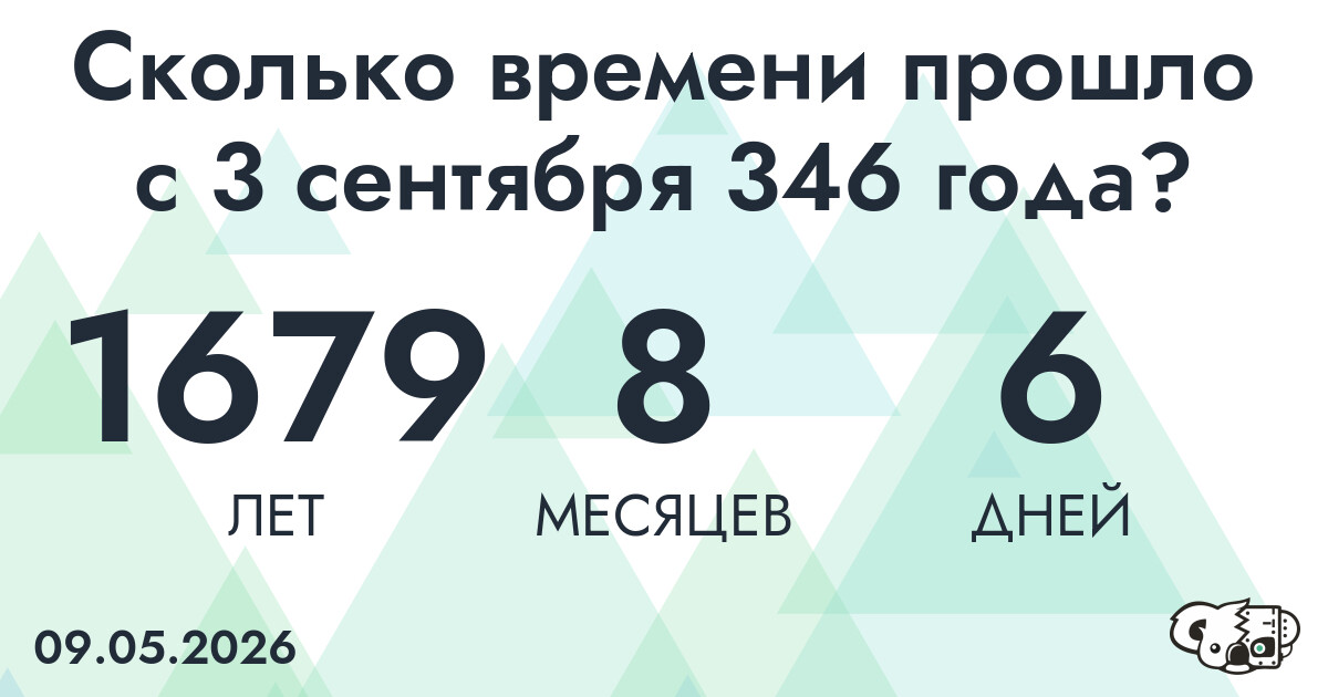 Сколько времени прошло с 3 сентября 346 года