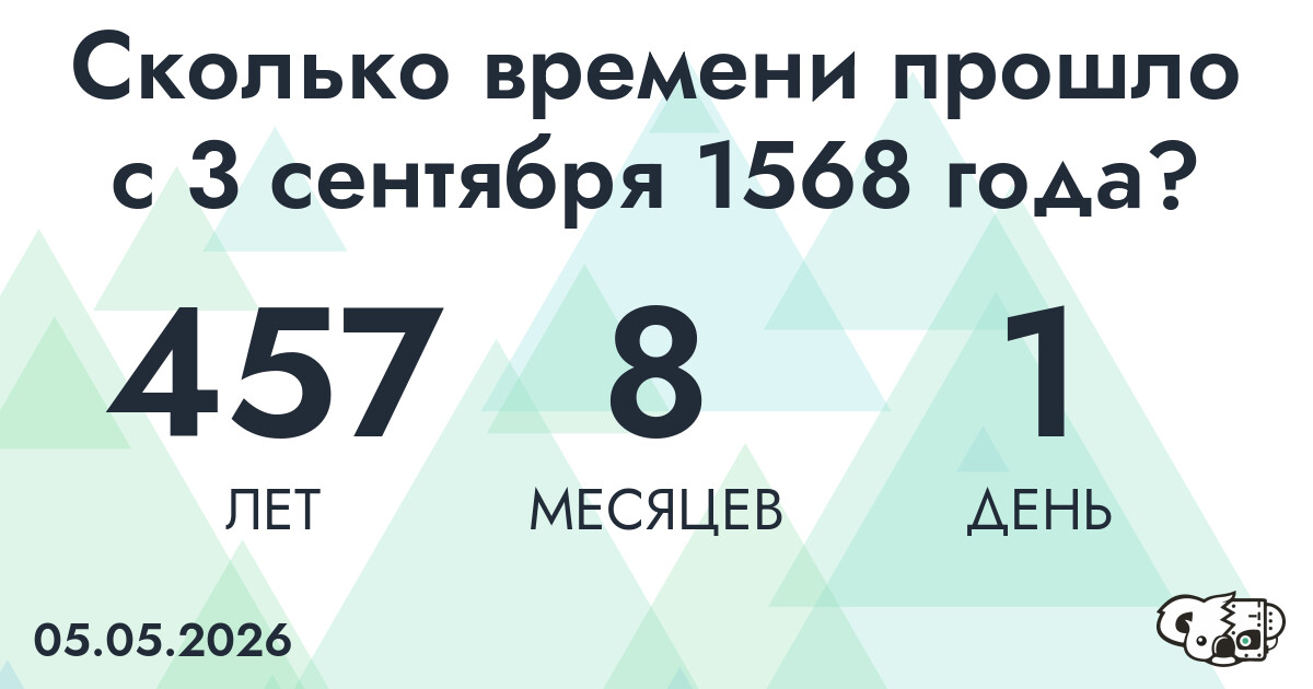 Сколько времени прошло с 3 сентября 1568 года
