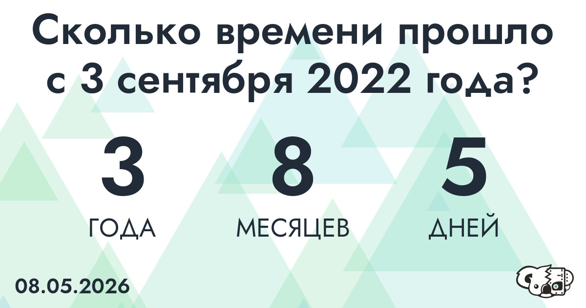 Сколько времени прошло с 3 сентября 2022 года