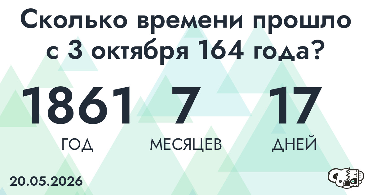Сколько времени прошло с 3 октября 164 года