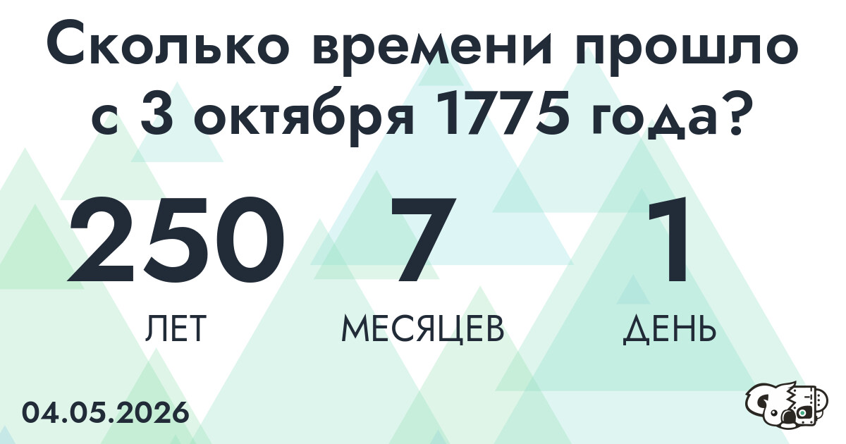 Сколько времени прошло с 3 октября 1775 года