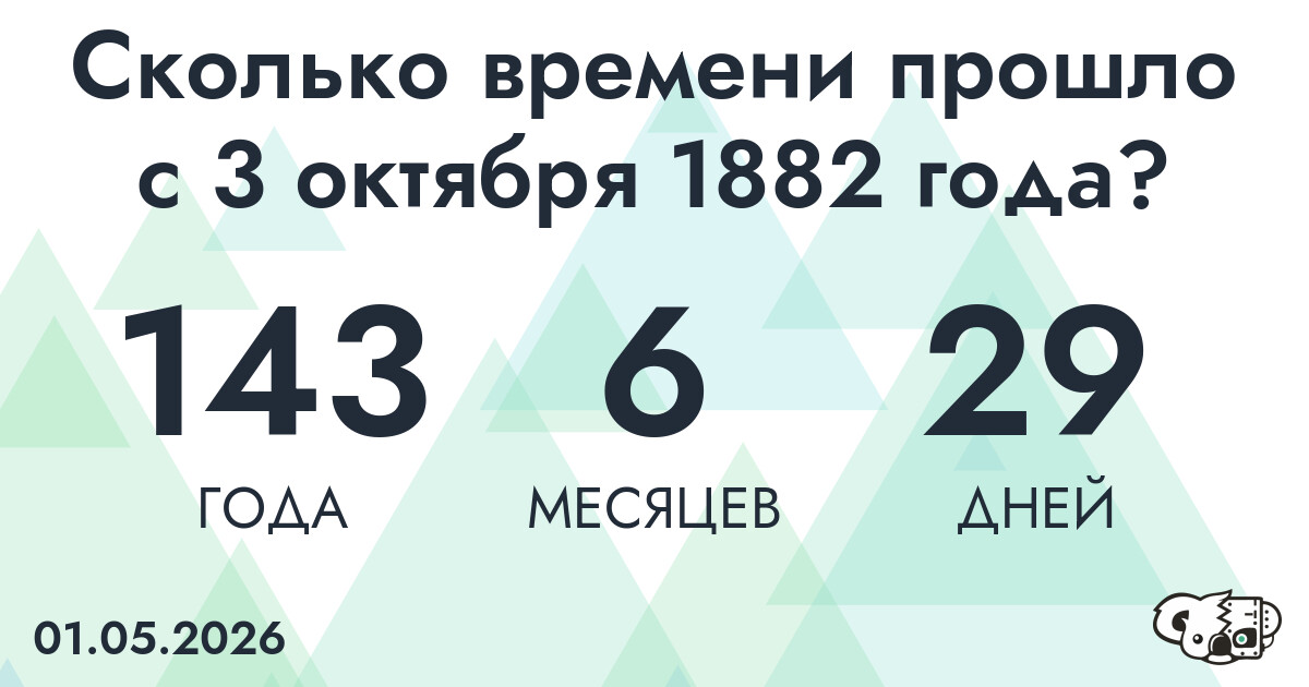Сколько времени прошло с 3 октября 1882 года