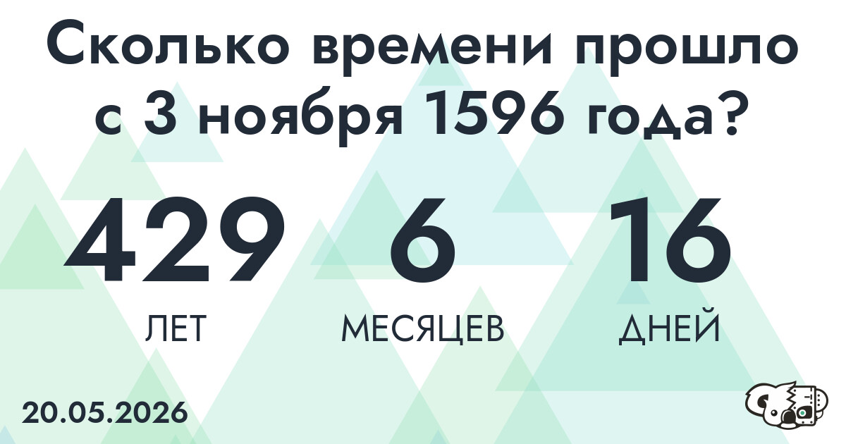 Сколько времени прошло с 3 ноября 1596 года