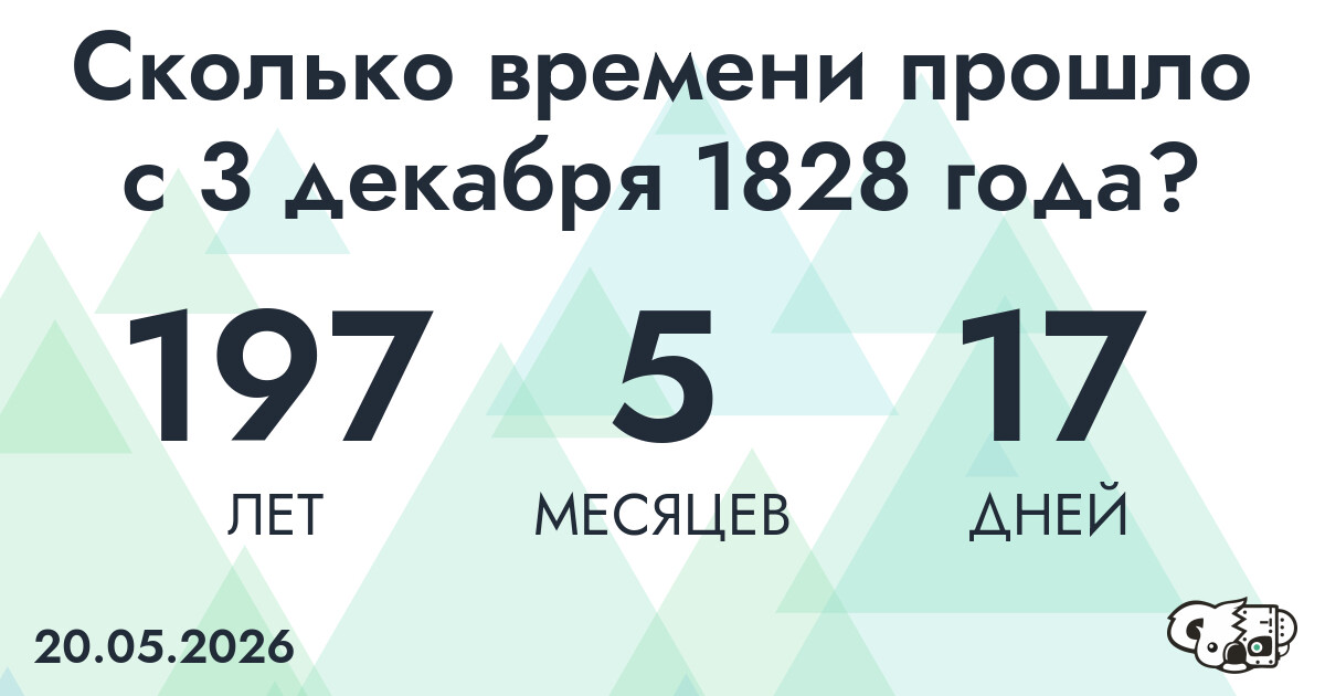 Сколько времени прошло с 3 декабря 1828 года