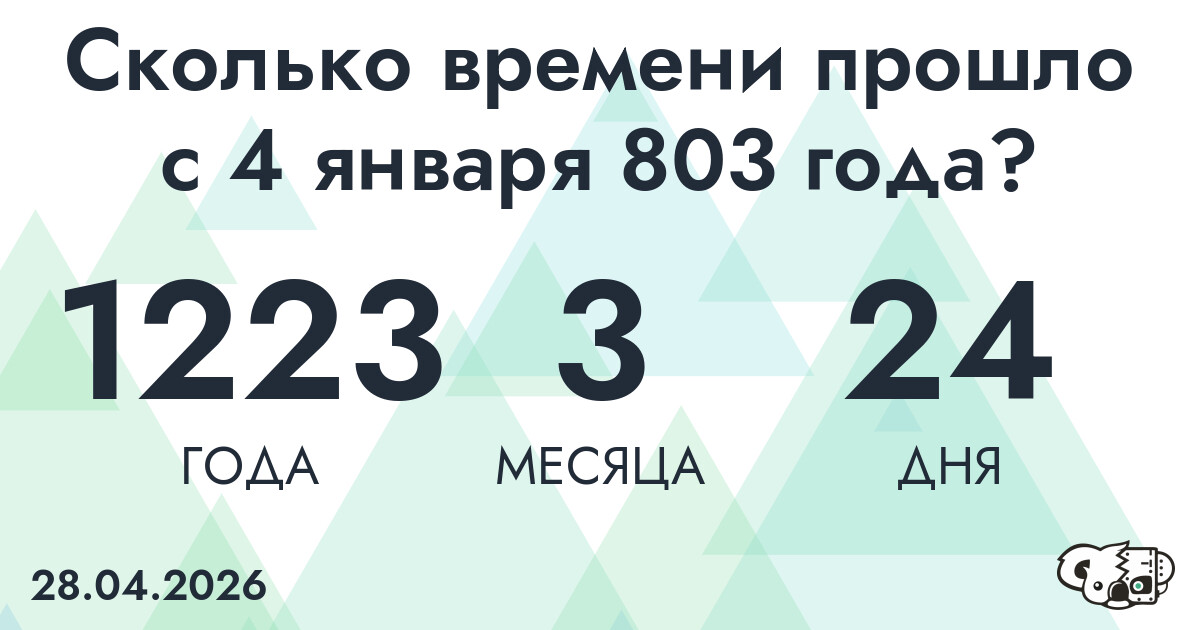 Сколько времени прошло с 4 января 803 года