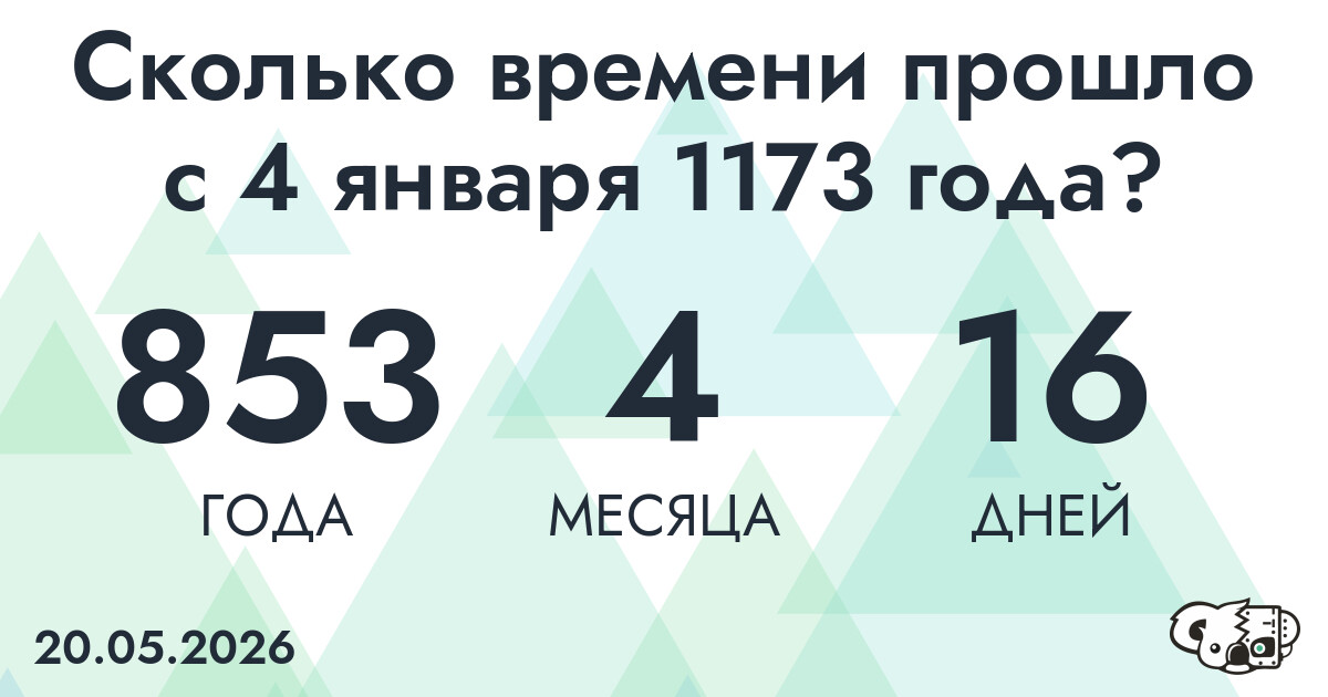 Сколько времени прошло с 4 января 1173 года