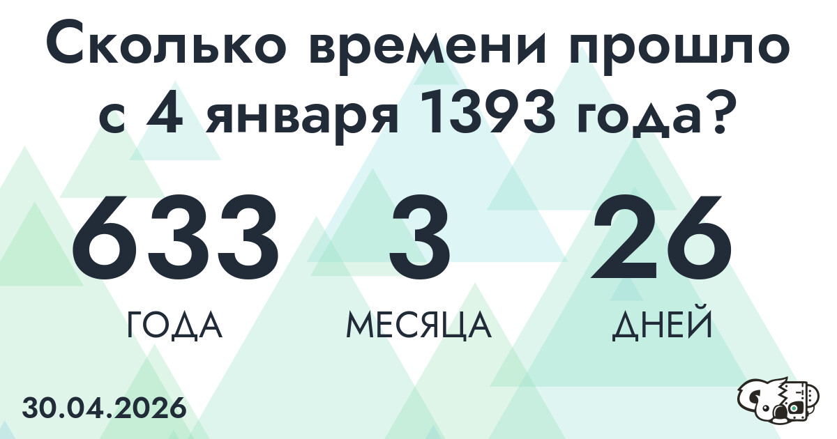 Сколько времени прошло с 4 января 1393 года
