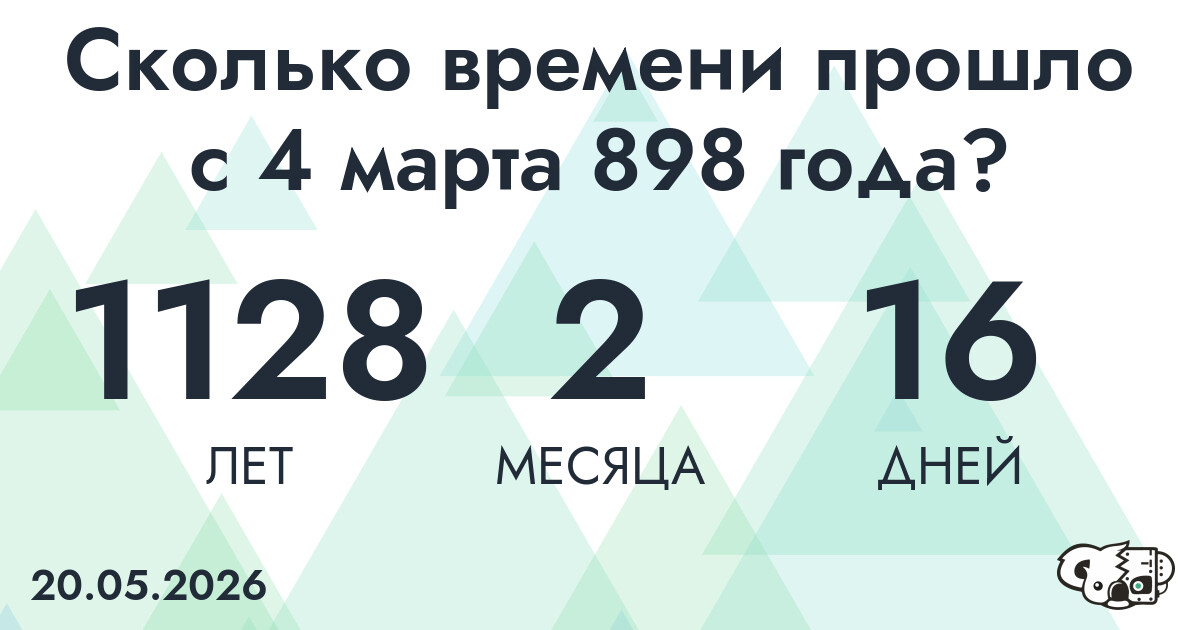 Сколько времени прошло с 4 марта 898 года
