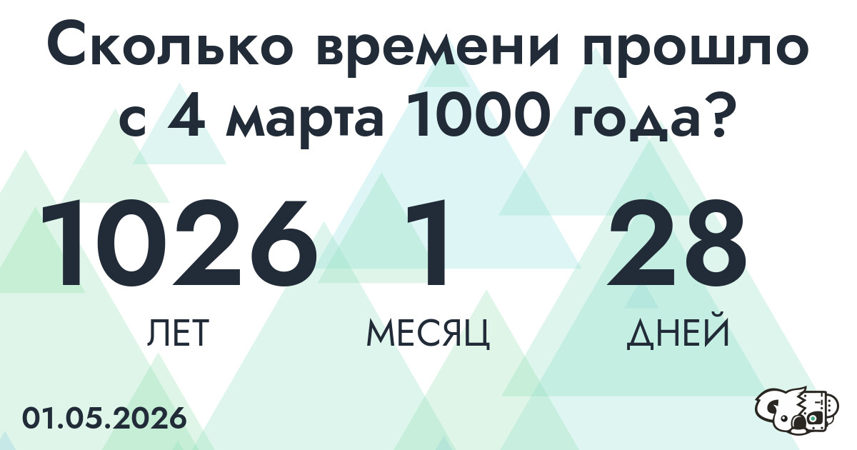 Сколько времени прошло с 4 марта 1000 года
