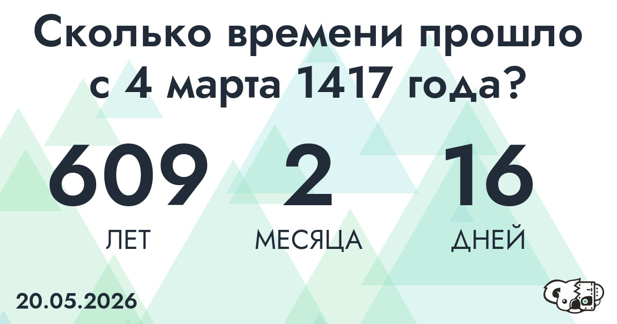 Сколько времени прошло с 4 марта 1417 года