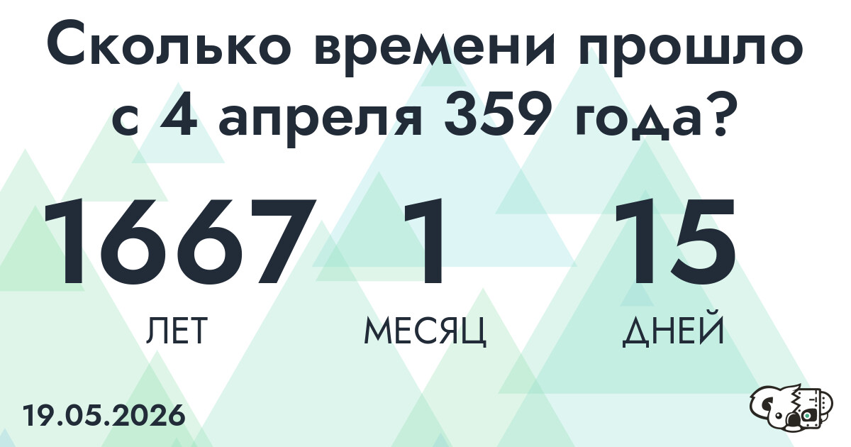 Сколько времени прошло с 4 апреля 359 года
