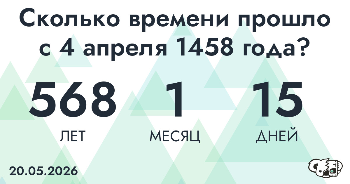 Сколько времени прошло с 4 апреля 1458 года