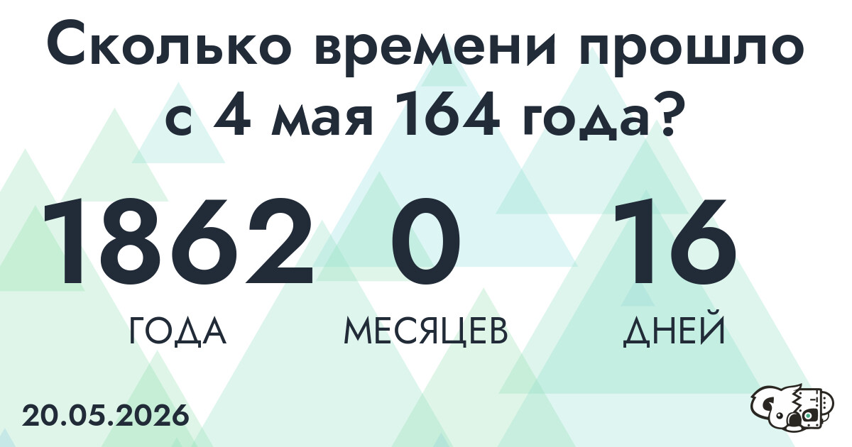 Сколько времени прошло с 4 мая 164 года