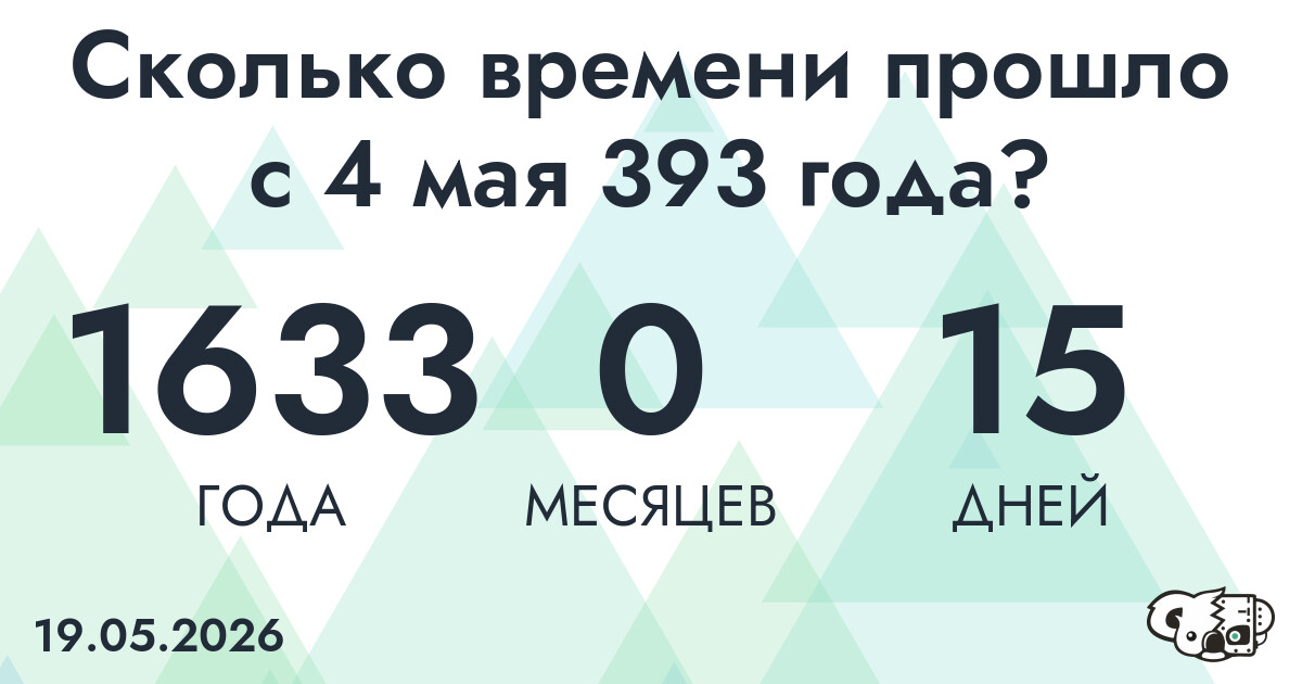 Сколько времени прошло с 4 мая 393 года