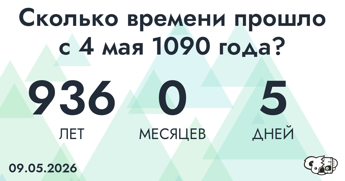 Сколько времени прошло с 4 мая 1090 года