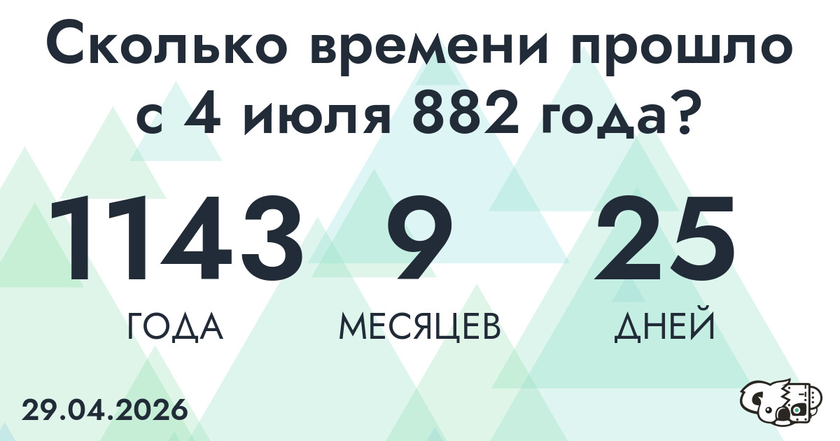 Сколько времени прошло с 4 июля 882 года