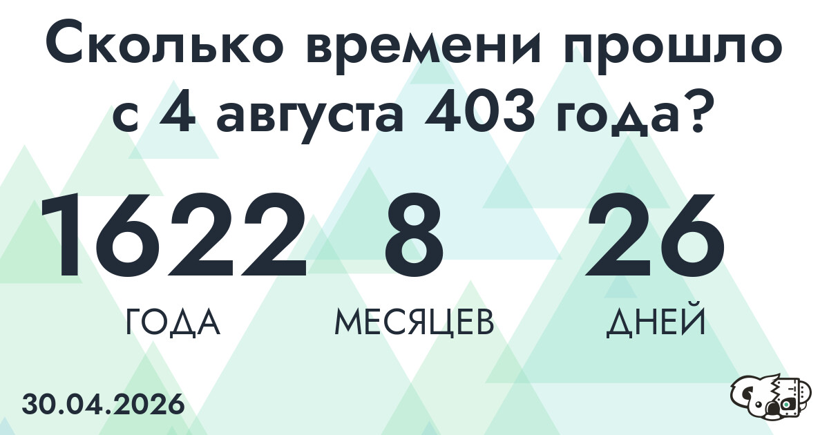 Сколько времени прошло с 4 августа 403 года