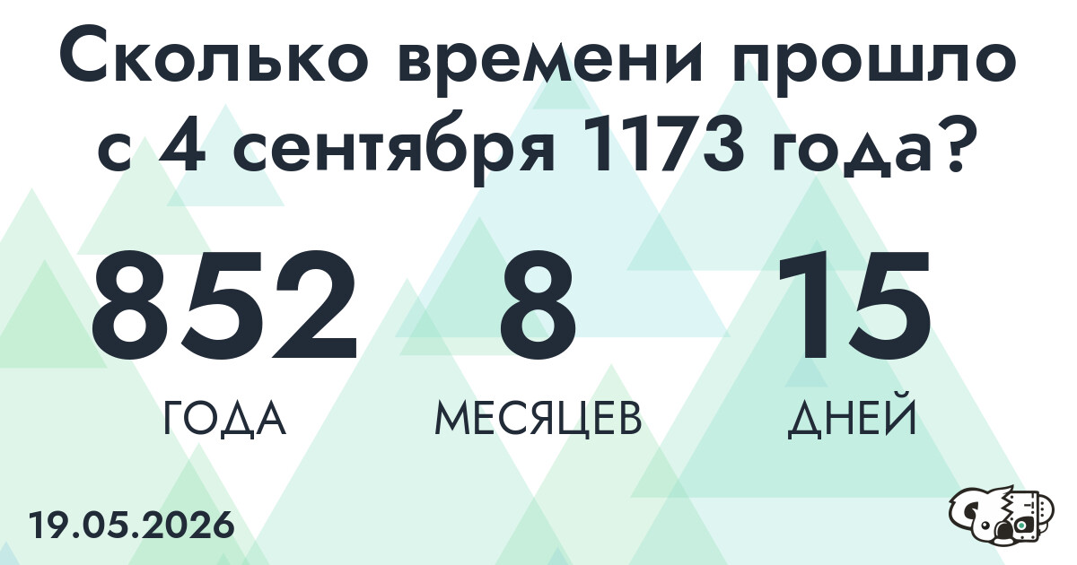 Сколько времени прошло с 4 сентября 1173 года