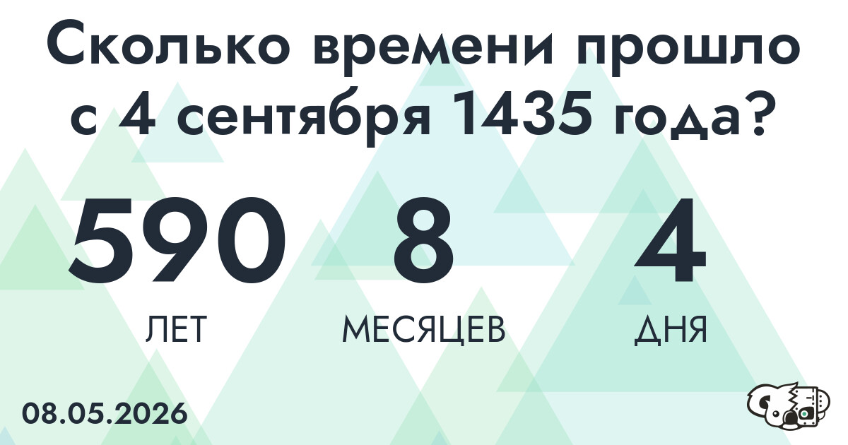 Сколько времени прошло с 4 сентября 1435 года