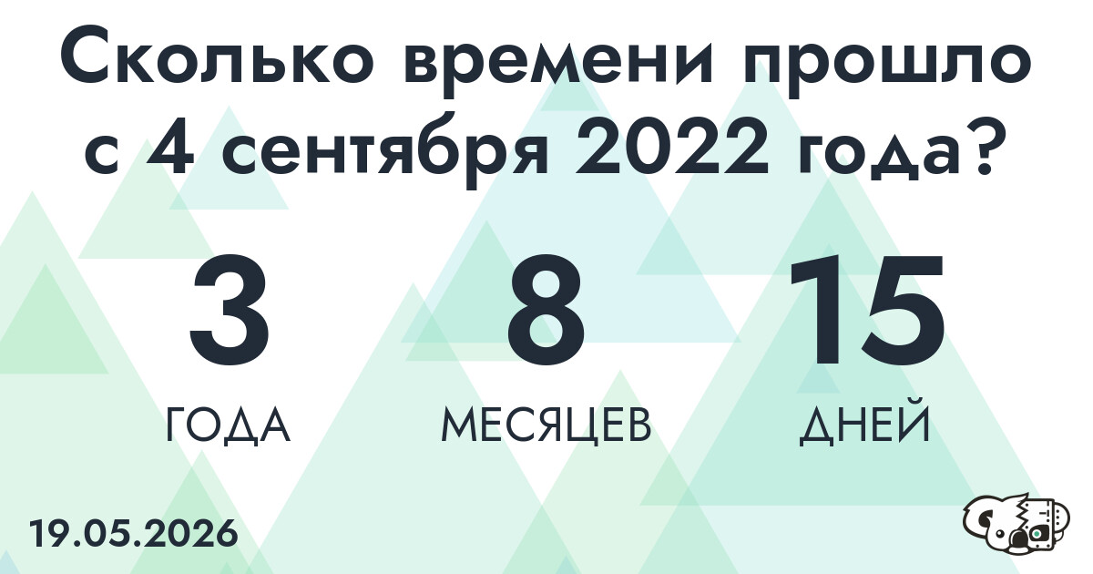 Сколько времени прошло с 4 сентября 2022 года